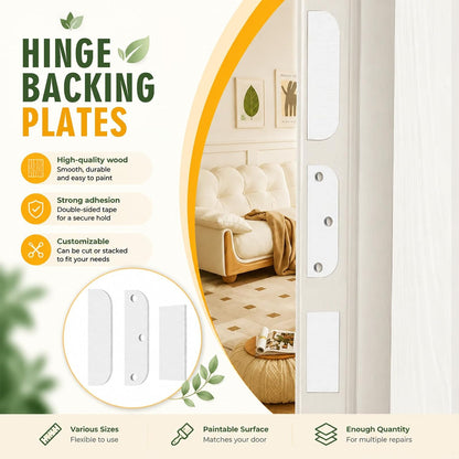 24 Set Wooden Hinge Filler Plates Kit Door Hinge Repair Plate for Kitchen Cabinet Hinges Door Cover Plate Hole Cover Fillers with Double Sided Tape(Log)