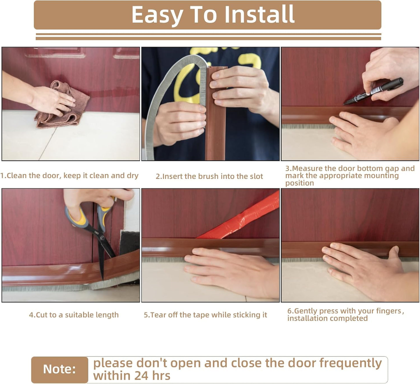 KNEELISA 39”X 1 Pack Door Sweep Brush Bottom Exterior & Interior,Silicone | Adhesive Under Door Draft Stopper with Bristle,Gap Filler Noise Blocker,Soundproofing Seal Strip,Black