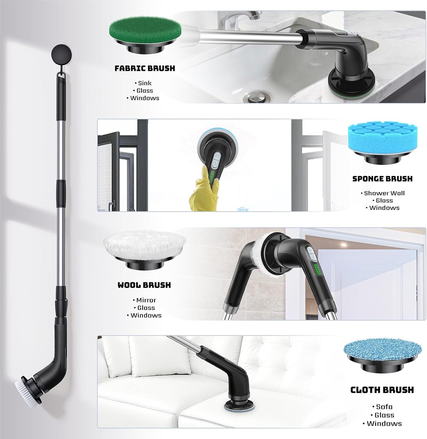 Highyes Electric Spin Scrubber for Cleaning Bathroom: Cordless Power Shower Scrubber - Electric Cleaning Brush for Tile Tub