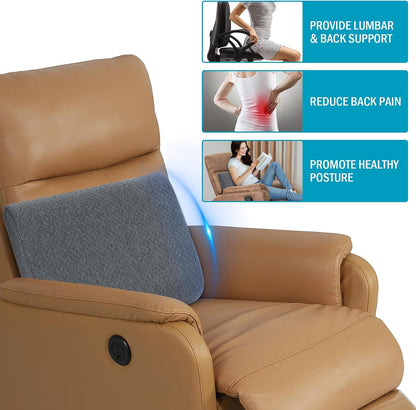 HOMBYS Lumbar Support Pillow for Recliner Chair, Memory Foam Back Support Cushion for Elderly,Extra Large Lumbar Support Pillow,Thick Backrest for Home Reading (Grey, 20“x13.5"x5")