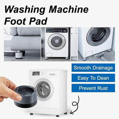4PCS Universal Anti-Vibration Pads for Washing Machine, Dryer, Dishwasher - Non-Slip Rubber Feet Pads, Shock Absorber, Anti-Walk Mat, Noise Reduction, Stabilizer Gray Resin Fiber & TPU Rubber