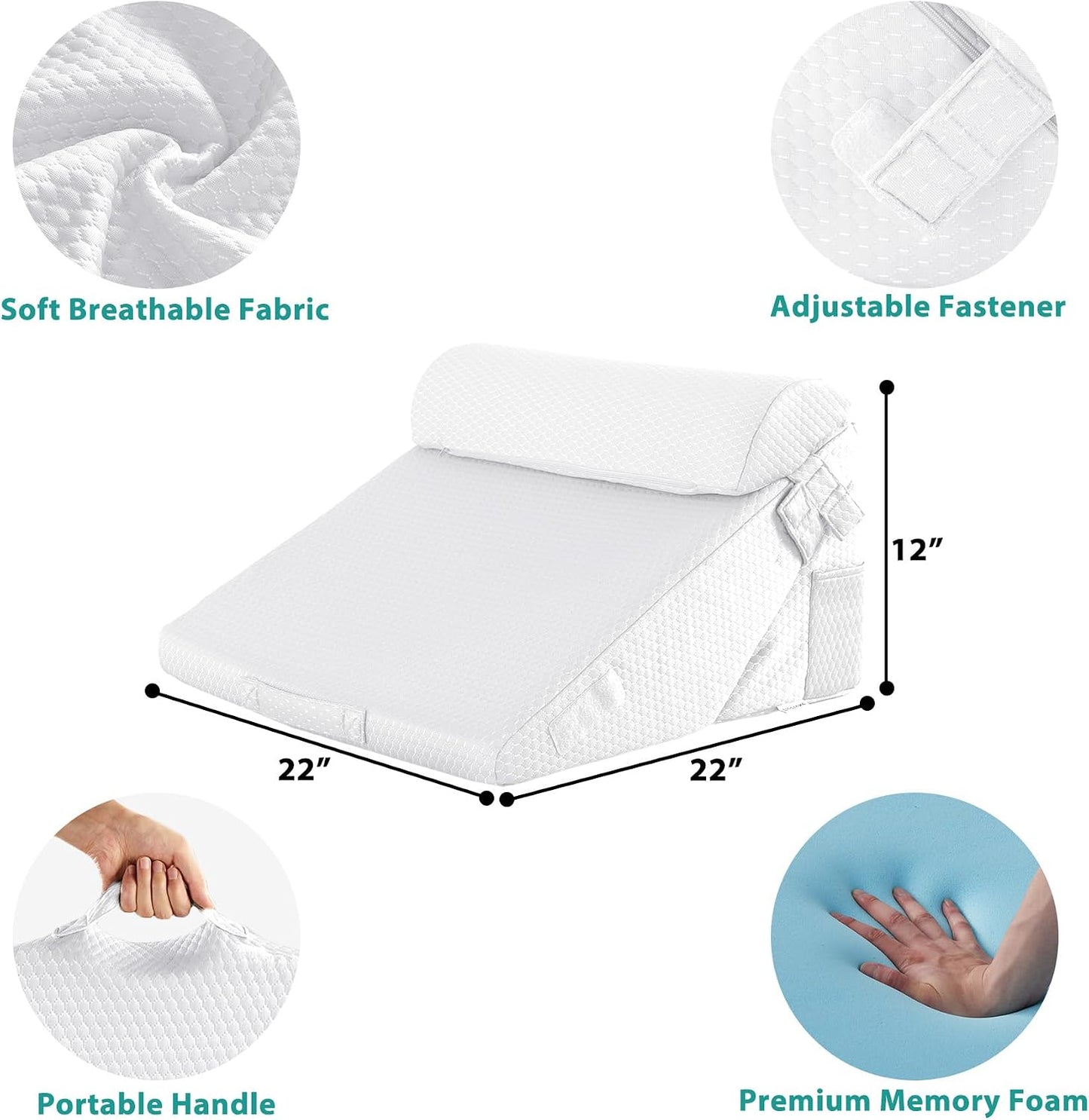 Bedluxe Wedge Pillow Headboard, 3PCS Orthopedic Bed Wedge Pillows Set for After Surgery, Adjustable Pillow Wedge for Acid Reflux&Back Pain Relief, Sleeping, Back Pillow for Bed Sitting Up, White/Grey