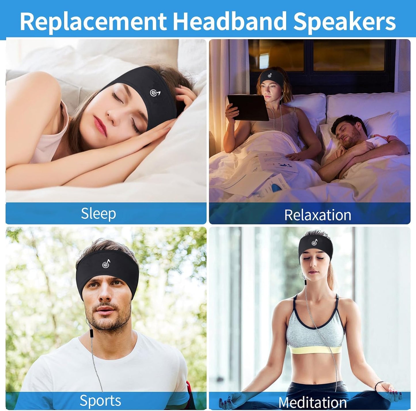 Ultra Thin 4mm Sleep Pillow Speaker Headphone with Stereo 3.5mm Interface | Headband Headphone Replacement