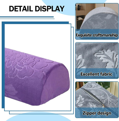 Half Moon Bolster Pillow for Legs, Knees, Lower Back and Head, Lumbar Support Pillow for Bed, Sleeping | Semi Roll for Ankle and Foot Comfort - Machine Washable Cover(@10,42x18x10cm/16.5x7x4in)