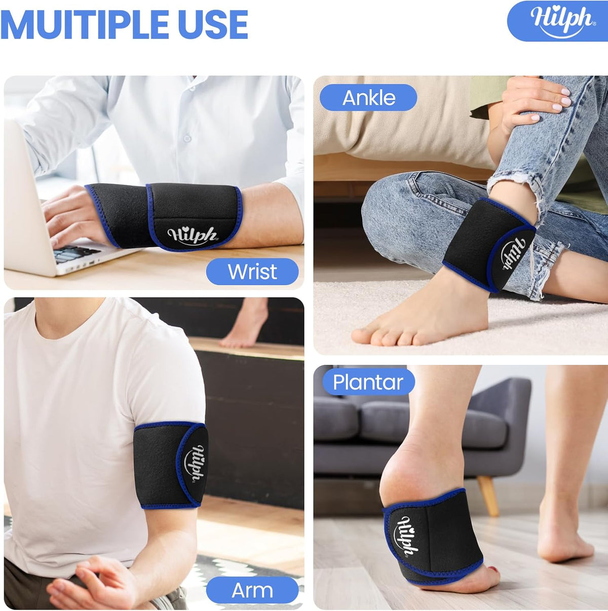 Hilph Wrist Ice Pack Wrap, Carpal Tunnel Relief Wrist Brace with Gel Pack