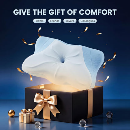 Sweetcrispy Cervical Pillow for Neck and Shoulder - Ergonomic Memory Foam Pillows, Contour Side Sleeper for Adults, Cooling Orthopedic Neck Support for Back Stomach Sleepers, White