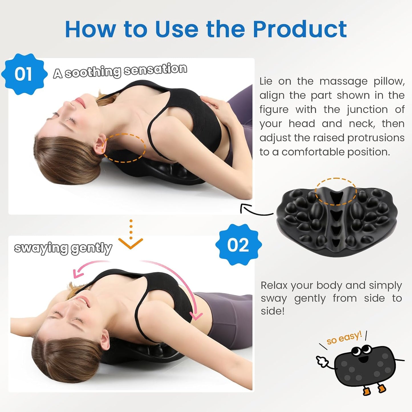 Upper Back Stretcher with 22 Pressure Points for Shoulder Blades | Firm high-density foam trigger point massager for shoulder blades, trapezius and upper back; body-weight pressure control
