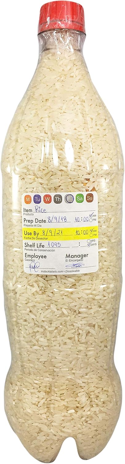 Universal Food Rotation Dissolvable Labels for Food Storage Use by Shelf Life Preparation 2 x 2 Inch, 500 Adhesive Stickers for Organization, Food Rotation, Meal Prep Stickers Dissolve in Water