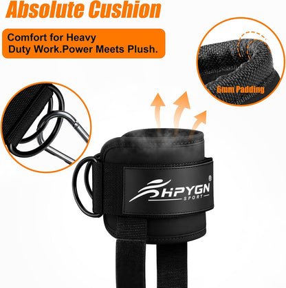 HPYGN Ankle Strap for Cable Machine, Padded Ankle Straps for Cable Machine Kickbacks, Glute Workouts, Leg Extensions, Curls, Booty Hip Abductors Exercise, Adjustable Comfort Ankle Cuff for Gym