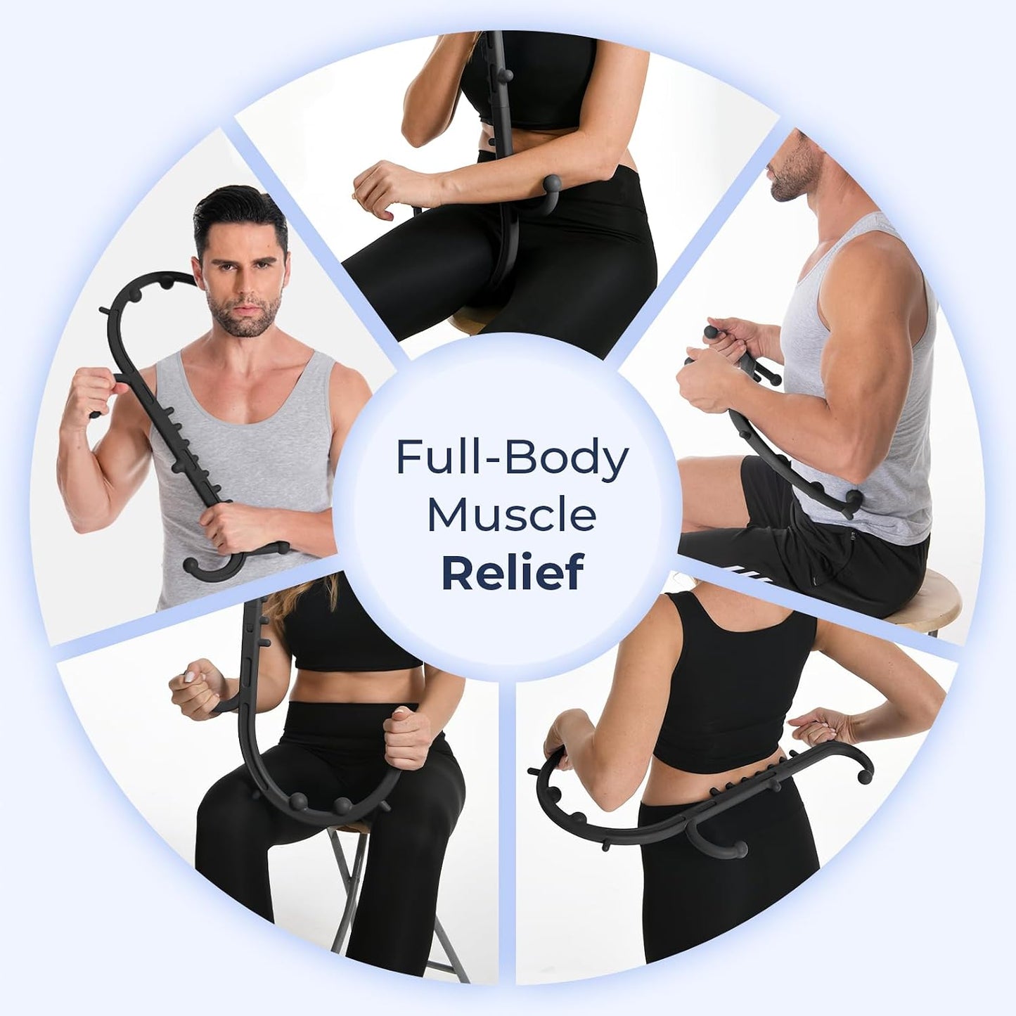 Ranarose Deep Tissue Back & Neck Massager for Body Muscle Pain Relief | Trigger Point Massage Tool for Full Body, Shoulders, Legs, Muscle Knot Remover, for Self-Massage, Pressure Point Massage Tool