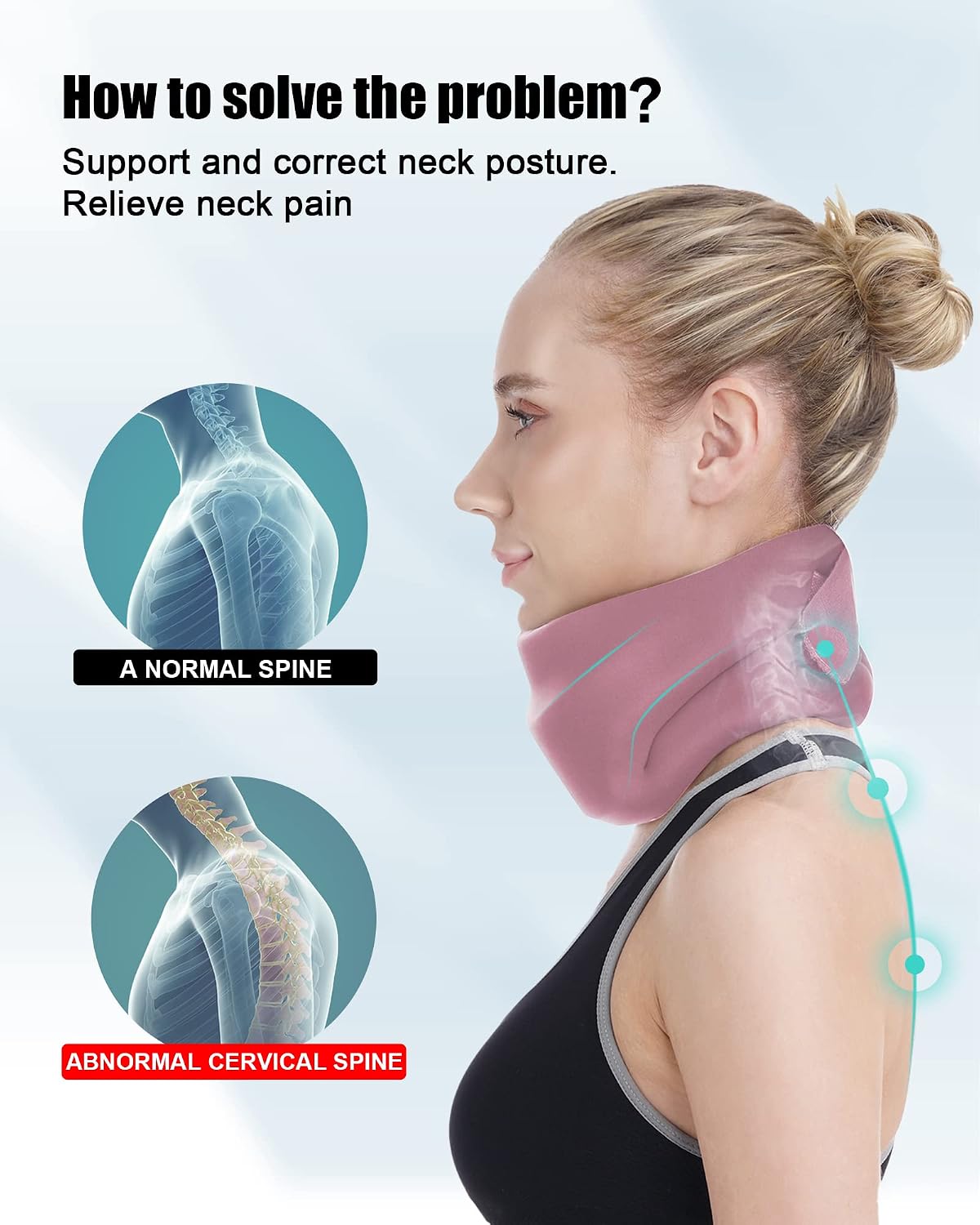 Neck Brace for Sleeping - Cervical Collar Relief Neck Pain and Neck Support Soft Foam Wraps Keep Vertebrae Stable for Relief of Cervical Spine Pressure for Women & Men Rose Pink Large Size