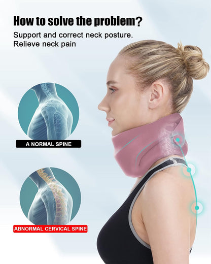 Neck Brace for Sleeping - Cervical Collar Relief Neck Pain and Neck Support Soft Foam Wraps Keep Vertebrae Stable for Relief of Cervical Spine Pressure for Women & Men Rose Pink Large Size