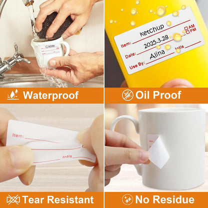 1000pcs Food Labels, AIMEIKI 1 x 3 Inch Removable Date Stickers Freezer Labels for Food Containers, Easy to Write-On & No Residue (2 Rolls)