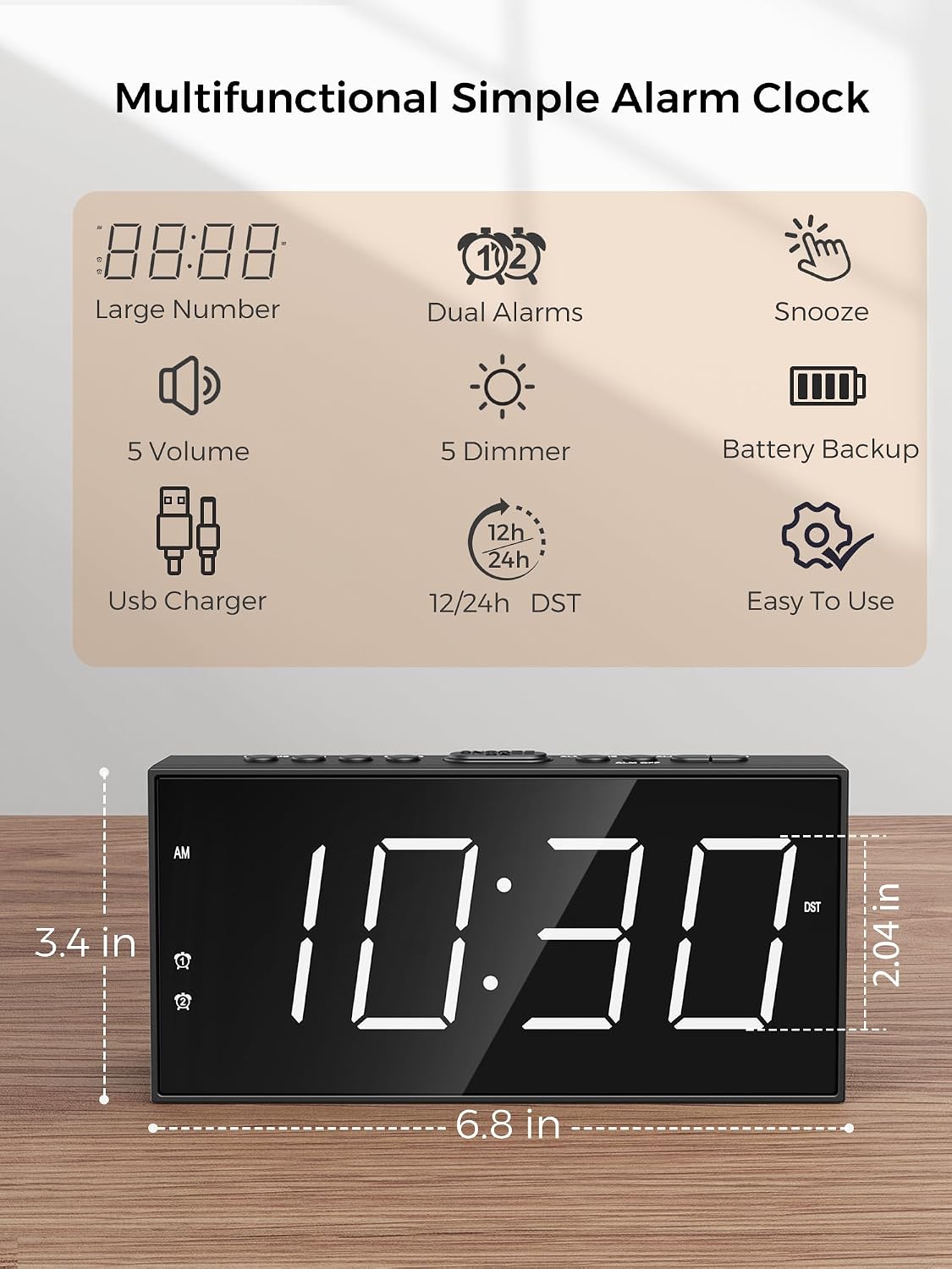 Vibrating Alarm Clock for Heavy Sleepers with Bed Shaker, 116dB Dual Alarms