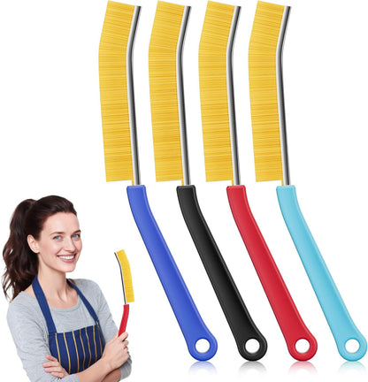 JOYMOOP 4 Pack Crevice Cleaning Brush, Hard Bristle Grout Brush, House Cleaning Supplies, Magnetic Gap Cleaning Brush for Kitchen, Bathroom, Window, Toilet, Multifunctional Cleaning Tools-4 Colors