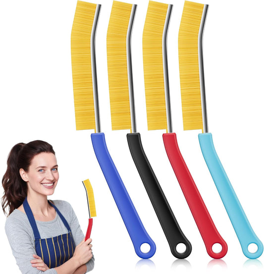 JOYMOOP 4 Pack Crevice Cleaning Brush, Hard Bristle Grout Brush, House Cleaning Supplies, Magnetic Gap Cleaning Brush for Kitchen, Bathroom, Window, Toilet, Multifunctional Cleaning Tools-4 Colors