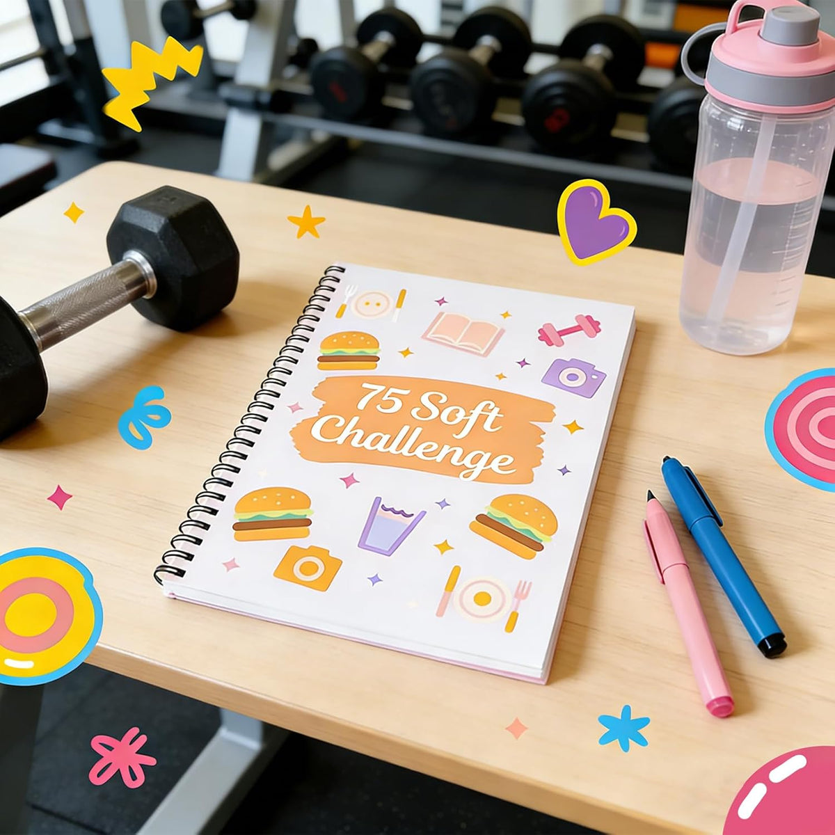 75-Day Soft Challenge Journal Daily Wellness Planner with Rainbow Pages Wellness & Habit Trackers Fitness Self-Care and Goal Tracker