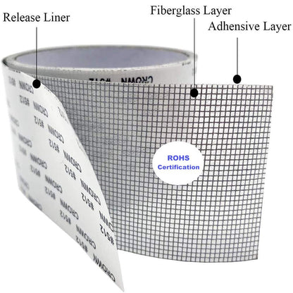 ACEBON Window Screen Repair Kit - 2"x80' Tape for Tears & Holes, Strong Adhesive Black Fiberglass Mesh