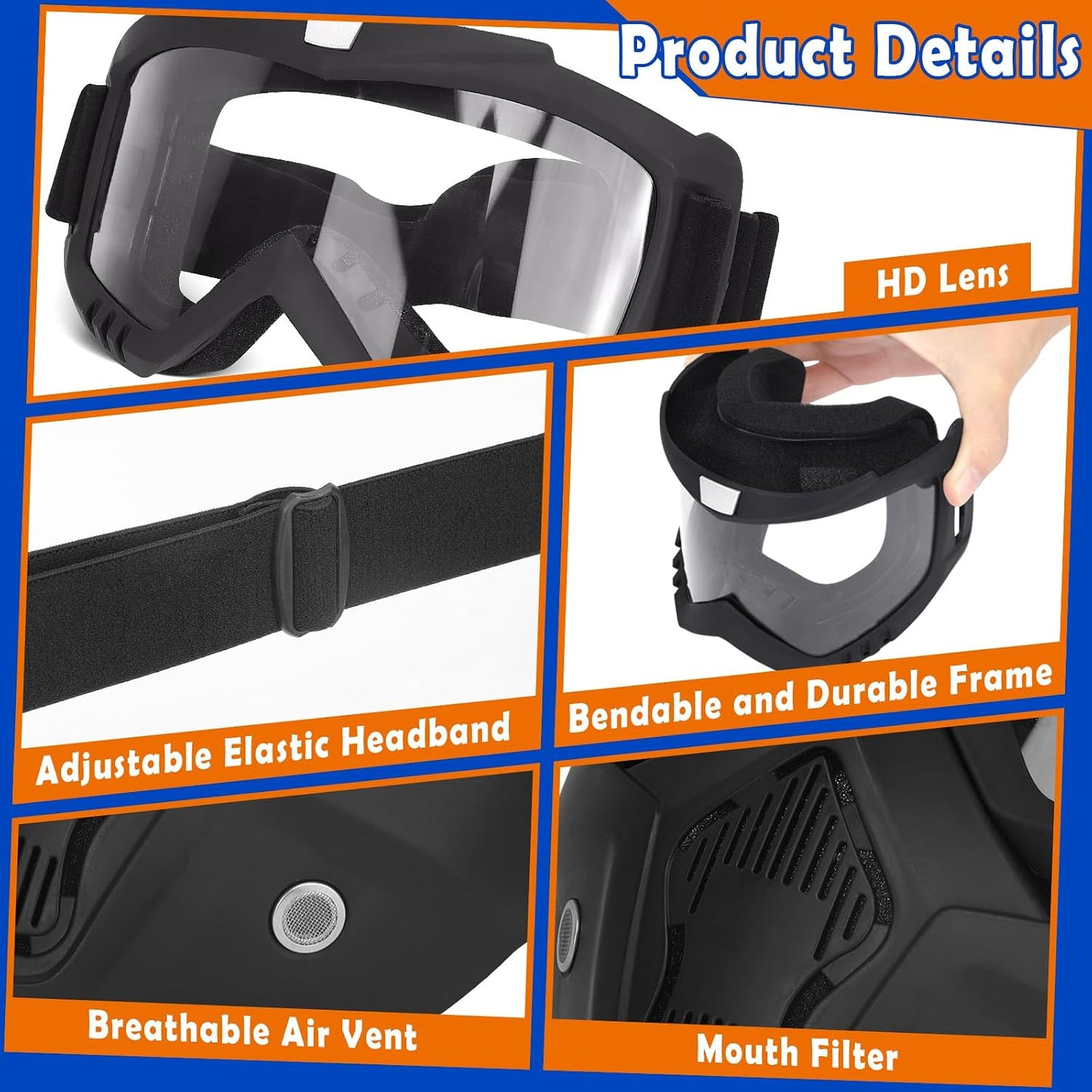 POKONBOY Detachable Masks, Tactical Mask with Goggles Compatible with Nerf Rival, Apollo, Zeus, Khaos, Atlas, & Artemis Blasters Rival Mask