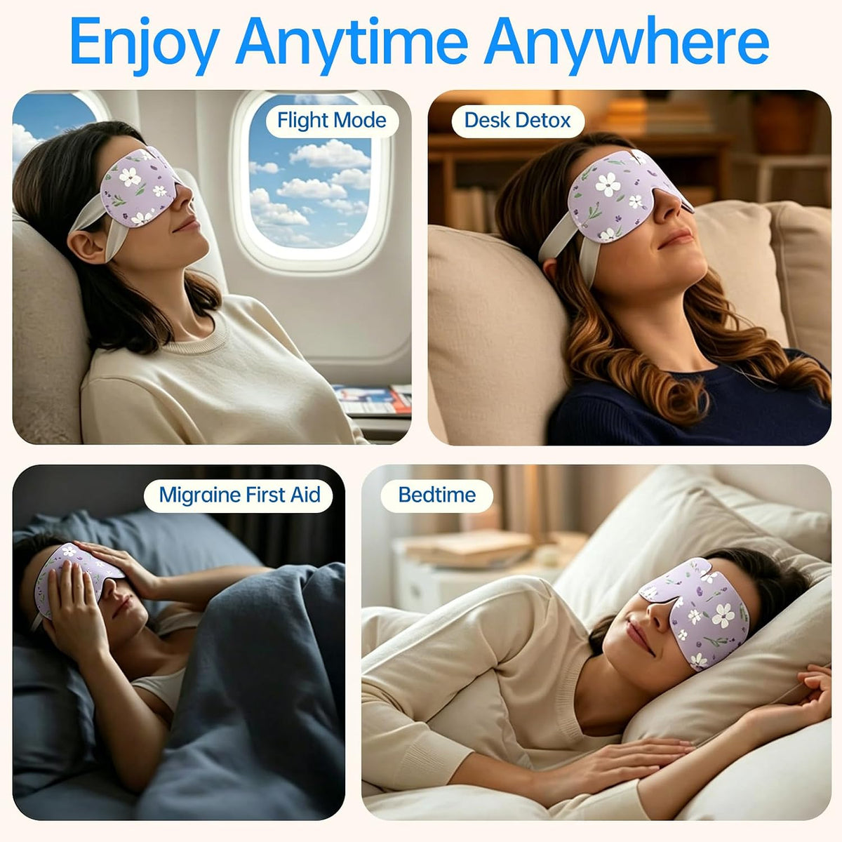 16 Pack Self Heating Steam Eye Mask - Disposable Warming Eye Mask for Dry Eyes, Travel & Sleep Essential, Soothing Relief for Eye Fatigue, Ideal Spa Gift (Lavender)