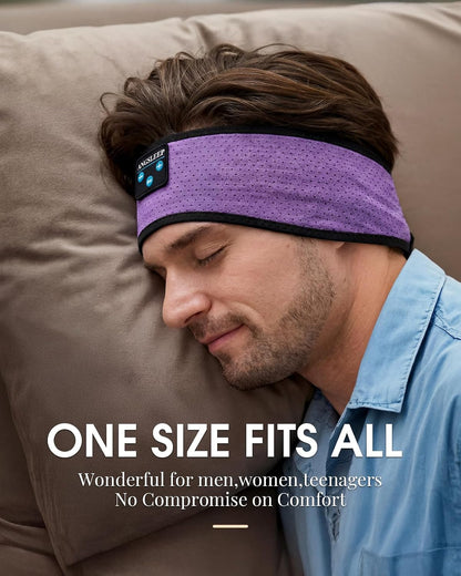 Sleep Headphones Bluetooth 5.4 Headband, Wireless Sleep Headphones with Ultra-Thin Stereo Speakers for Side Sleepers, Breathable & Soft Sports Headband for Running Exercise, Yoga, Travel