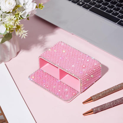 MotiMind Purple Locker Accessories for Girls, Bling Magnetic Pen Holder for Refrigerator, Back to School Rhinestone Marker Holder for Locker, Sparkly Gift for Student (Medium,Rhinestone)