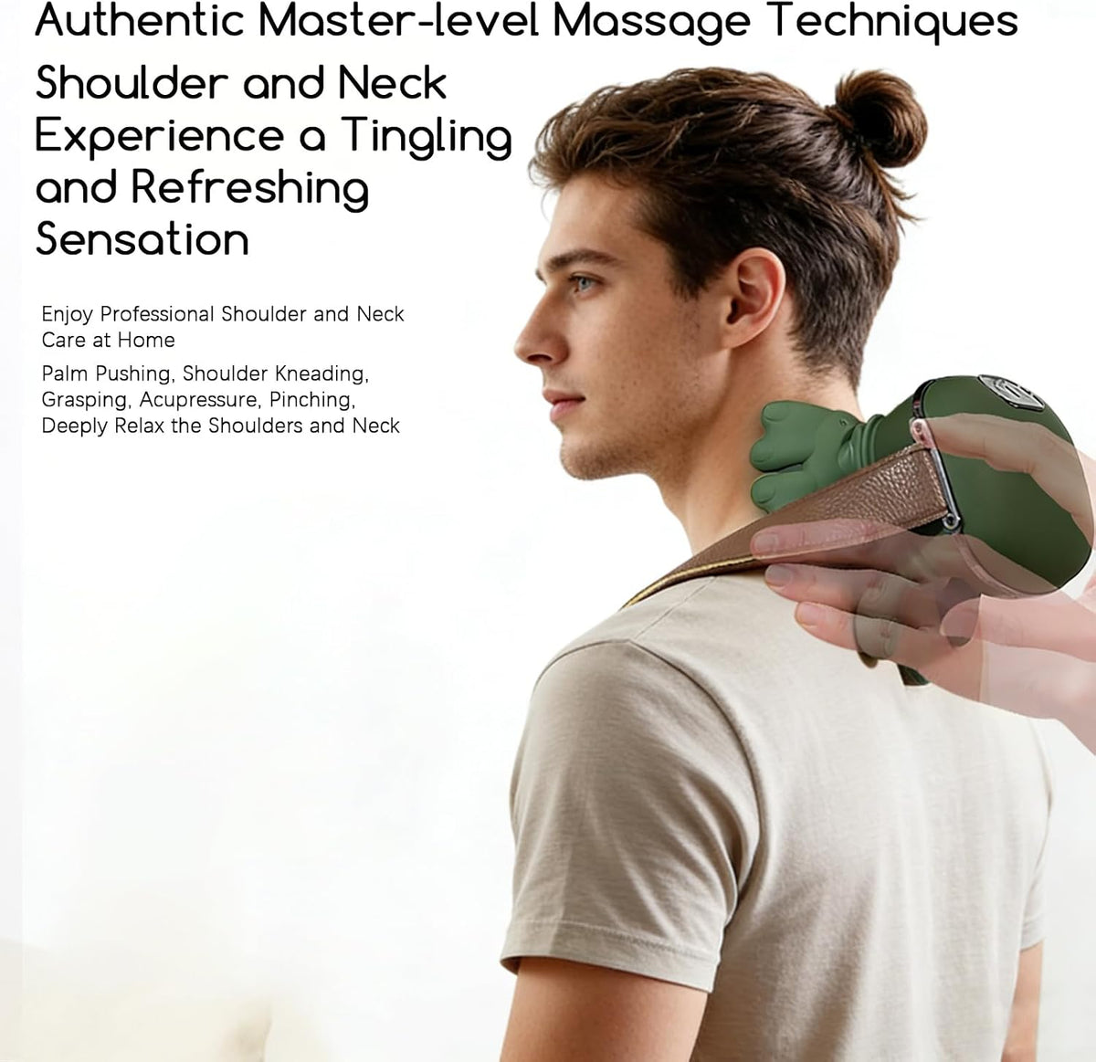Upgraded Neck and Shoulder Massager,Professional Shiatsu Neck Massager,Portable Deep Tissue 4D Kneading with Heat,Intelligent Simulated Human Hand Design for Pain Relief and Muscle (Green)