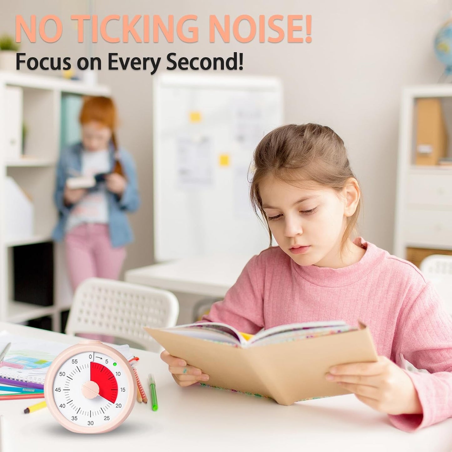 Visual Timer for Kids 60 Minute Countdown Timer Rainbow Disk Desk Timer Clock for Classroom Study Office Kitchen with Silent Operation (Purple)