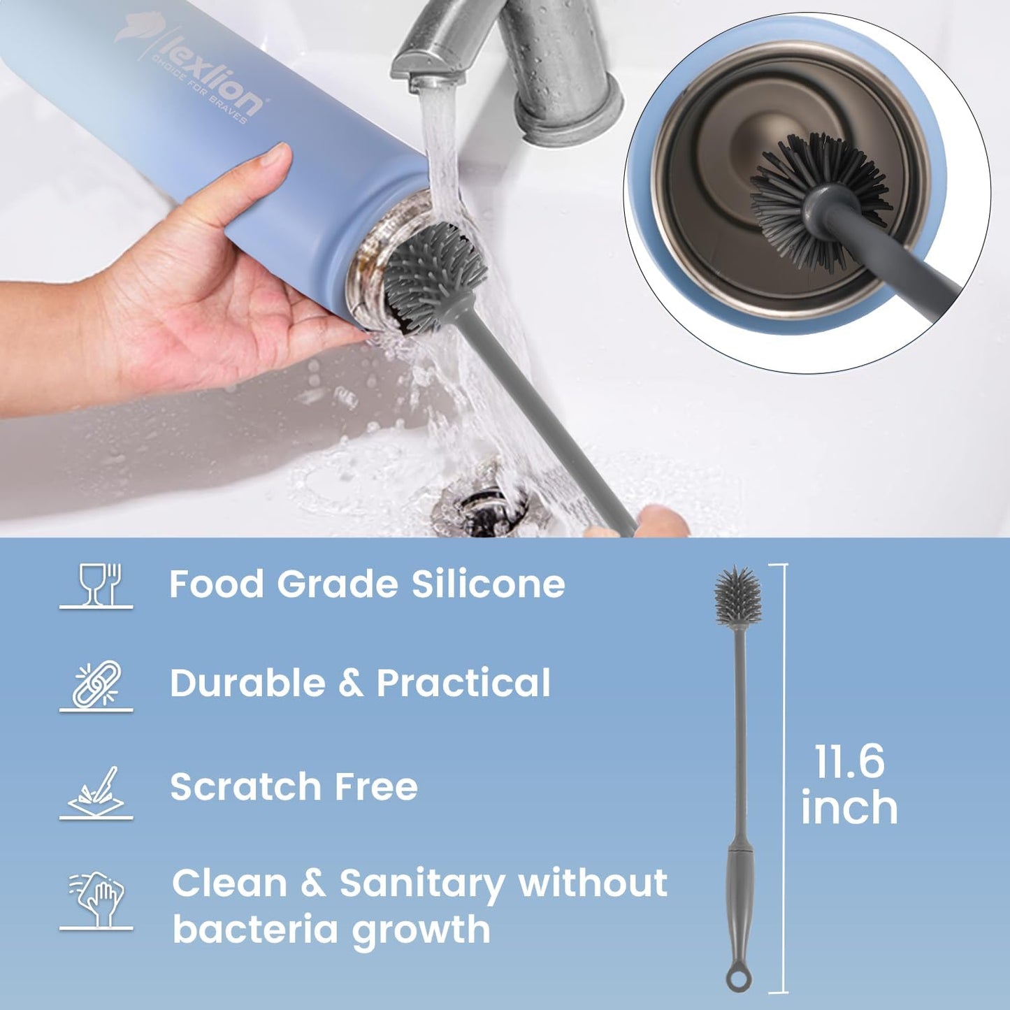 Lexlion Tea Infuser Water Bottle 22 Oz – Triple Wall Insulated Stainless Steel, Loose Leaf & Fruit Strainer, 3 Leakproof Lids, BPA-Free Silicone Sleeve, Reusable Thermal Mug