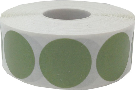 Olive Green Color Coding Labels for Organizing Inventory – 1 Inch Round Circle Dots, 500 Total Adhesive Stickers on a Roll for Storage, Filing, and Supplies – Made in the USA