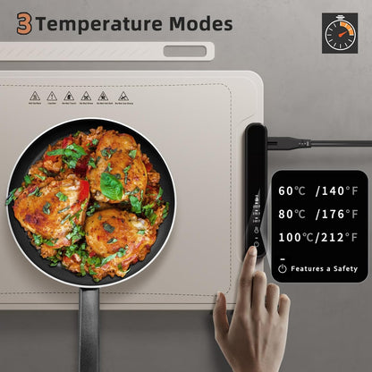 Food Warming Mat, Silicone Electric Warming Tray with 3 Modes Temperature & Fast Heating, Raised Feet Protects Table, Roll Up Buffet Hot Plates Heat Pad, Portable Food Warmer for Parties Home Travel