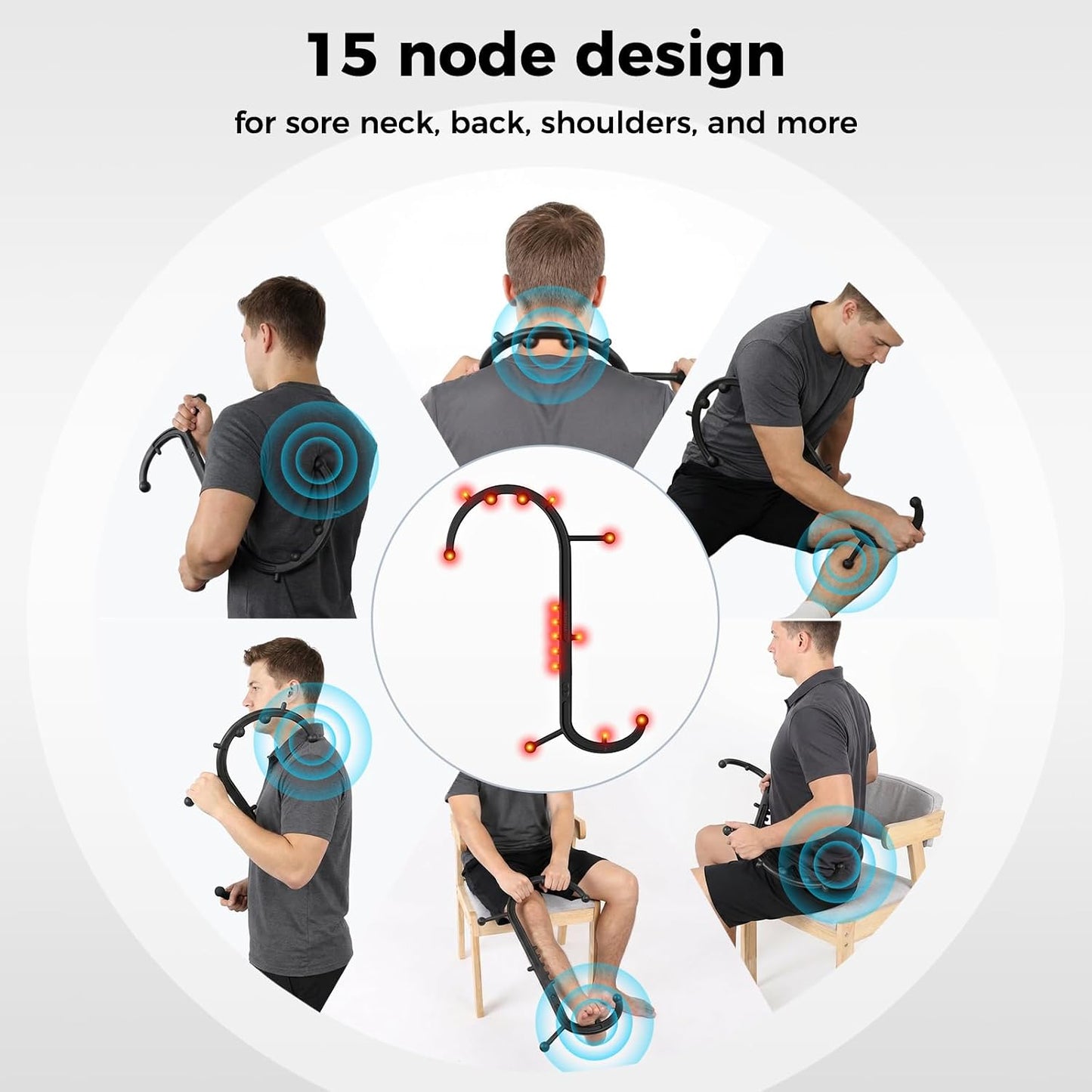 Detachable Trigger Point Massage Tool for Body Muscle Pain Relief | Button-Release Design, S/C, Massage Hook for Back, Neck & Shoulder, Pressure Point Therapy Tool for Deep Tissue Relief