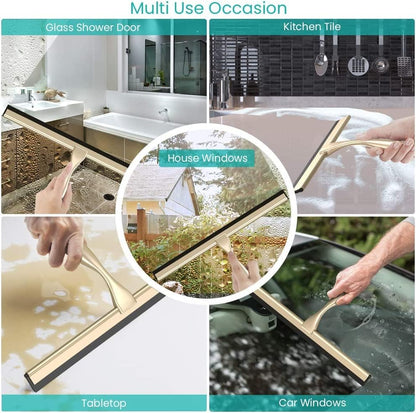 Shower Squeegee for Doors & Windows, All-Purpose, Stainless Steel, 14 Inch, Golden | Stainless steel,Golden in color,All-purpose
