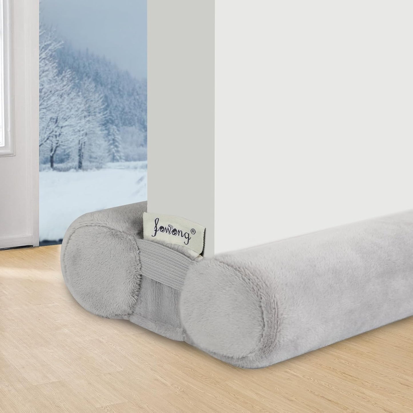 fowong Door Draft Stopper, 36" Adjustable Under Door Noise Stopper, Grey | Durable Door Draft Blocker Helps to Seal Door Gaps, Reduce Drafts, Noise, Dust & Light, Fit Doors 30"–36", Easy to Install