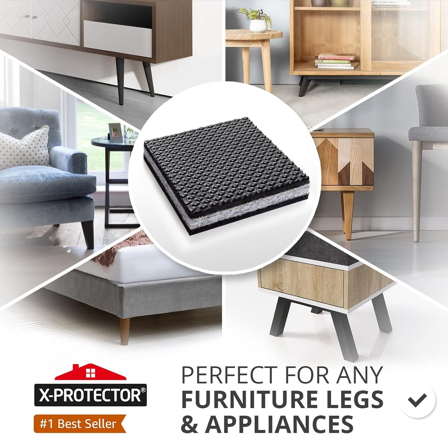 X-PROTECTOR Non Slip Furniture Pads – 12 Premium Furniture Grippers 3"! | Best Self Adhesive Rubber Feet Furniture Feet – Ideal Non Skid Furniture Pad Floor Protectors – Keep Furniture in Place!