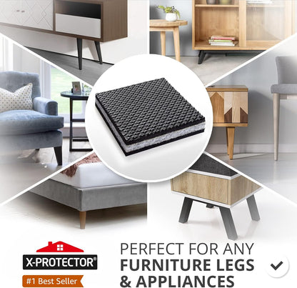 X-PROTECTOR Non Slip Furniture Pads – 12 Premium Furniture Grippers 3"! | Best Self Adhesive Rubber Feet Furniture Feet – Ideal Non Skid Furniture Pad Floor Protectors – Keep Furniture in Place!