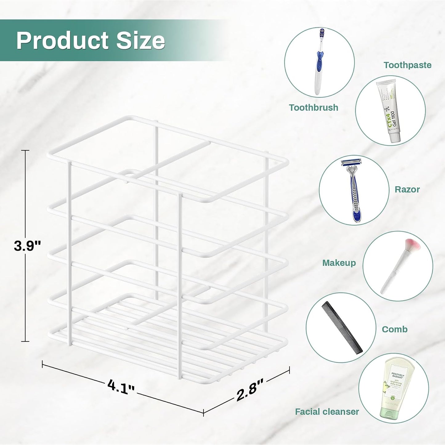 Open-Design Adhesive Shower Toothbrush Holder Wall Mounted with Drainage | Hanging Electric Tooth Brush Holder for Bathroom Wall Mirror, Metal Wall Toothpaste Storage Organizer for RV Camper, Black