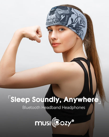MUSICOZY Sleep Headphones Bluetooth Headband Headphones for Side Sleepers | Sleeping Headbands Wireless Sports Earphones Sweat Resistant Earbuds for Workout Running Cool Gadgets Unique Gifts for Women