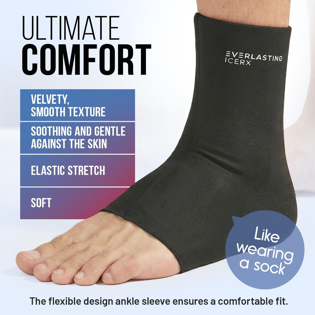 Ankle Ice Pack Wrap, Reusable Gel Cold Compression for Plantar Fasciitis