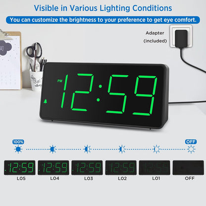 Peakeep Digital Alarm Clock for Bedroom Bedside, Large Display, USB Charger