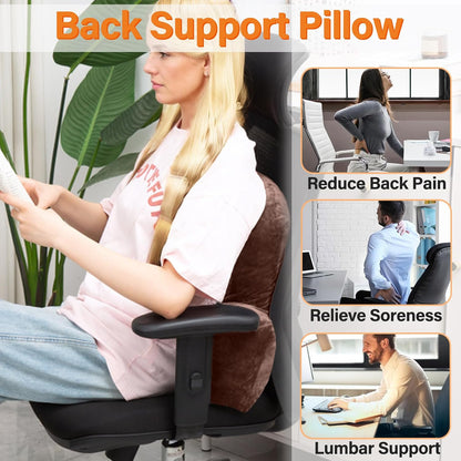 1 MIDDLE ONE Back Pillow for Chair, Memory Foam Lumbar Pillow for Back Support, Back Rest Cushion for Office, Sofa, Couch Sitting, Recliner, Bed and Lower Back Pain (Grey)