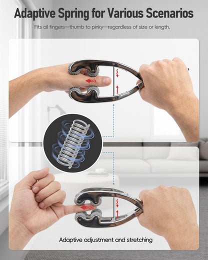 Stainless Steel Adjustable Finger Massage Roller for Knuckle & Palm, 2026 Updated Spring Lever Loaded Dual Roller Finger Massager Tool Manual Massage Roller for Trigger Finger Hand Fatigue Relief