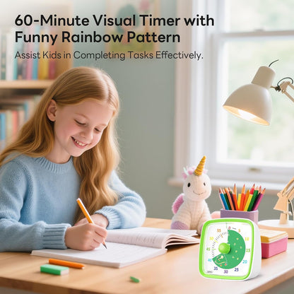 Yunbaoit Visual Timer with Night Light, 60 Minute Countdown, Light Blue | 3 Alarm Modes, Mute Flash, for Kids and Adults, Time Management Tool for Classroom, Home, School, and Work