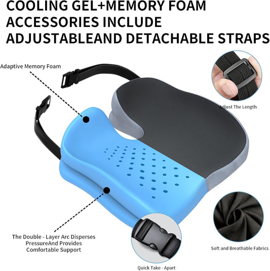 Memory Foam Ergonomic Seat Cushion for Office Chairs Pain Relief | Suitable for prolonged sitting, relieves tailbone pain, fits office chairs, wheelchairs, car seats and computer desk chairs