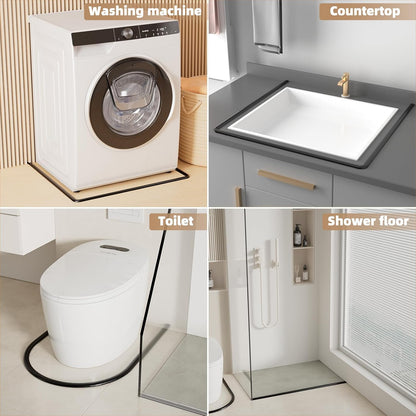39” Transparent Shower Threshold Water Dam Stopper for Dry Wet Separation | Self Adhesive Collapsible Walk in Shower Splash Guard Seal Strip,Silicone Sink Edge Water Barrier for Bathroom,Kitchen