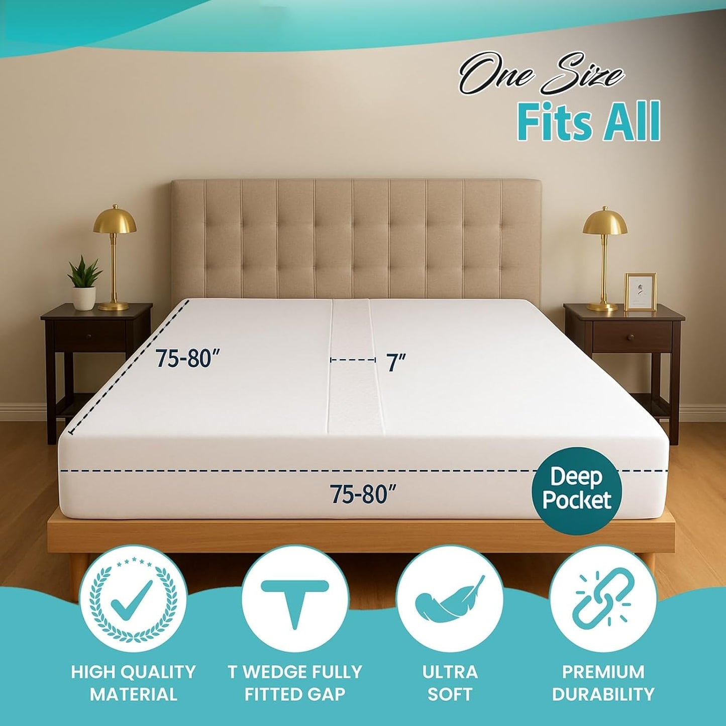 2-in-1 Bed Bridge Twin/Twin XL to King with Attached Sheet – Split Bed Gap Filler & Twin to King Bed Converter (Patent Pending)