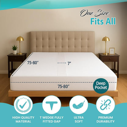 2-in-1 Bed Bridge Twin/Twin XL to King with Attached Sheet – Split Bed Gap Filler & Twin to King Bed Converter (Patent Pending)