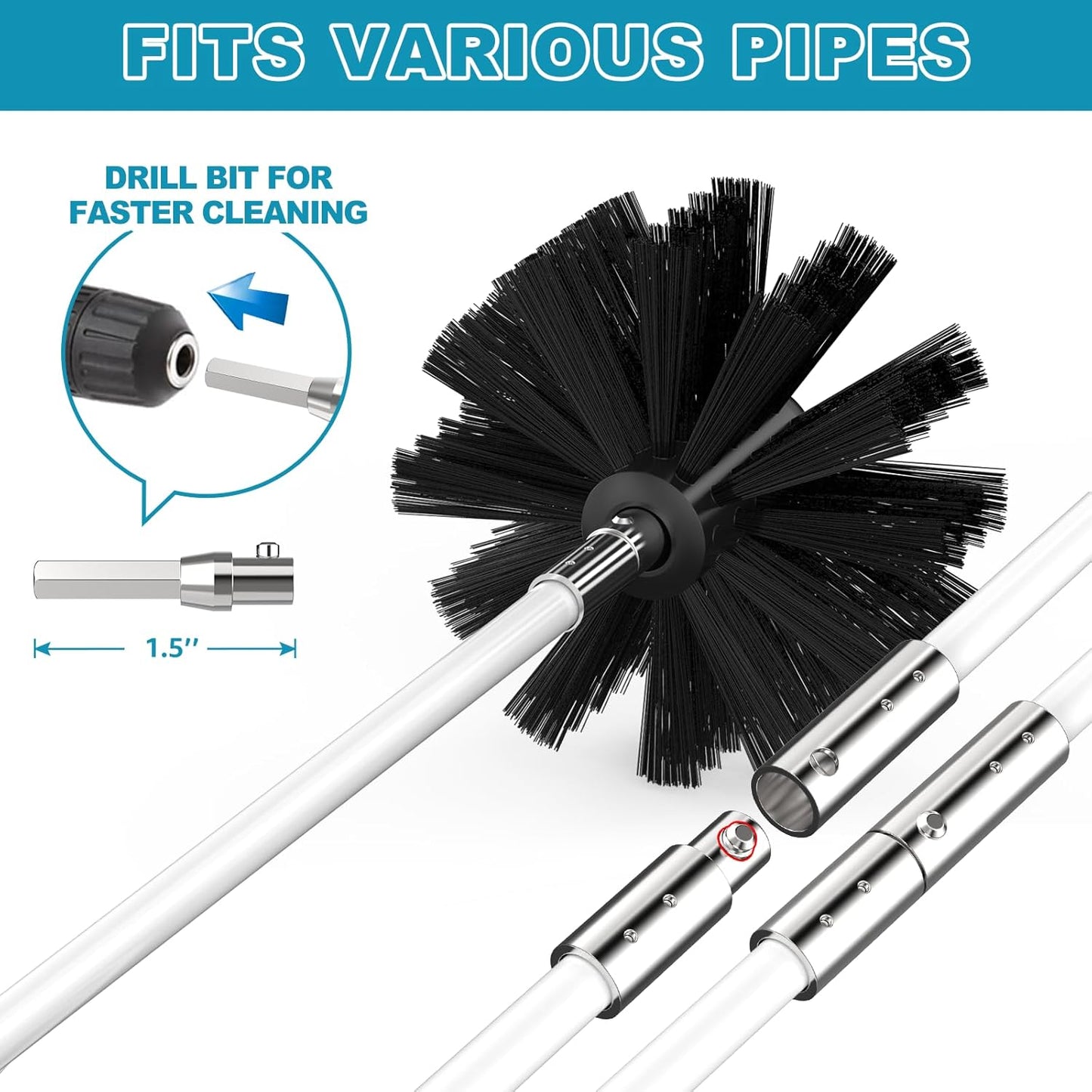 Sealegend 50Ft Dryer Vent Cleaner Kit, Flexible Lint Remover | Upgraded Quick-Snap Brush with Drill Attachment for Easy to Use, Deep Clean, Lint Removal, Easy DIY Assembly, Home Essential