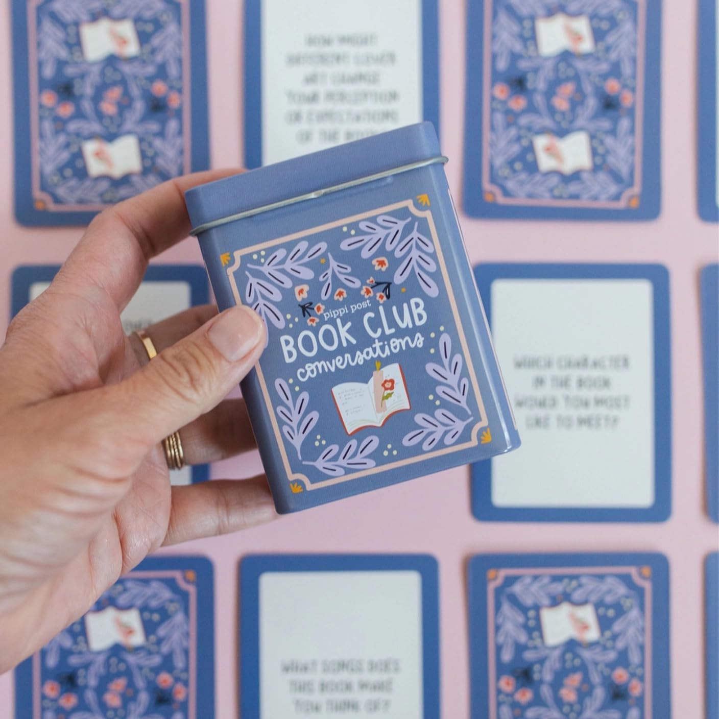 Pippi Post S'More Nature Conversation Cards with Tin, 50 Outdoor Prompts | 50 Conversation Starter Cards, Decorative Storage Tin, Ice Breaker Game