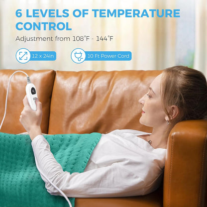NOWWISH Heating Pad for Back, Period Cramps, Neck and Shoulder, 12x24 Inches Electric Throw with 6 Heat Settings, Timer and Auto Shut Off, Machine Washable, Birthday Gifts for Women Men, Grey